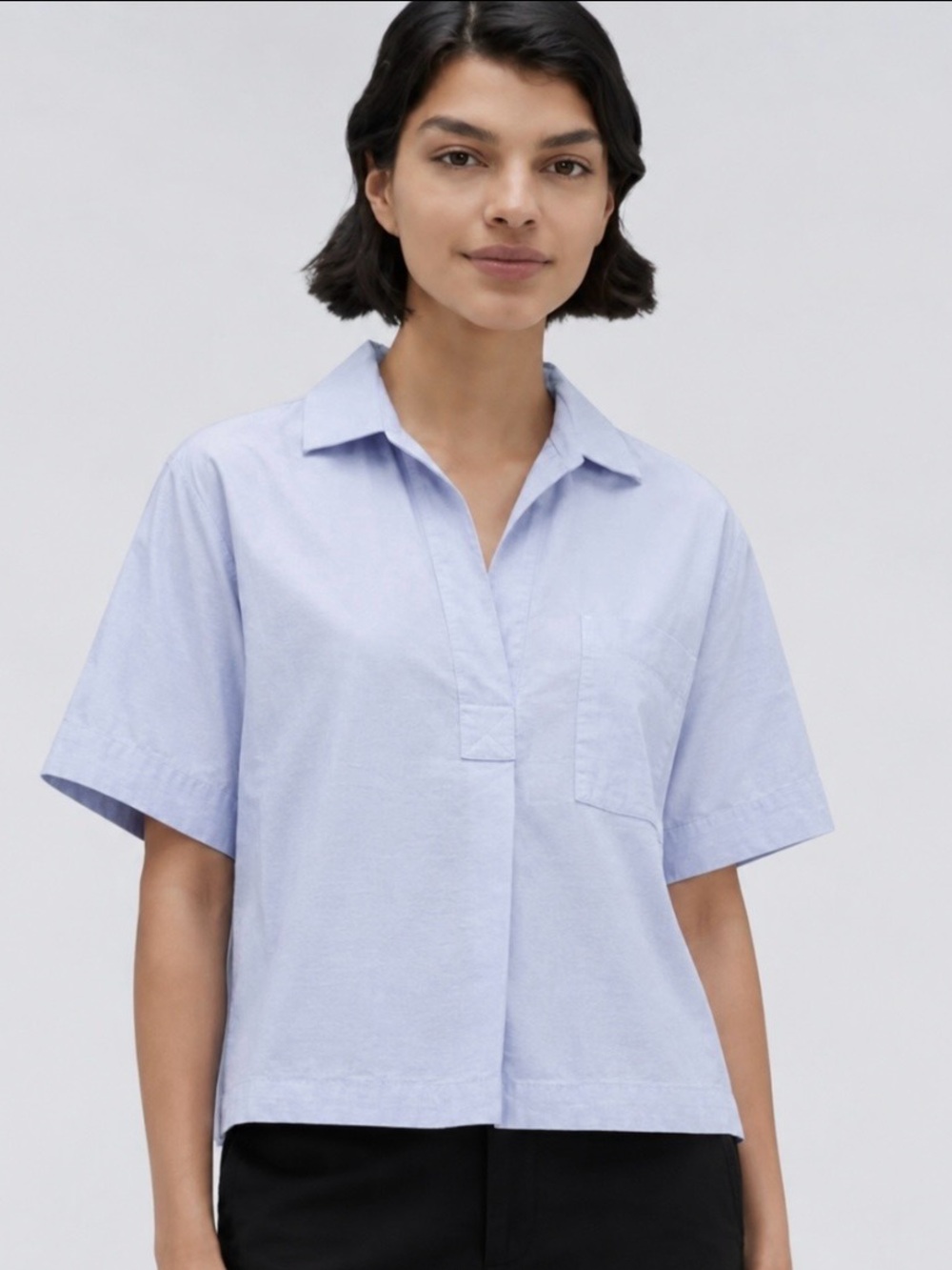 Everlane Light Blue Short-Sleeve Popover Shirt
